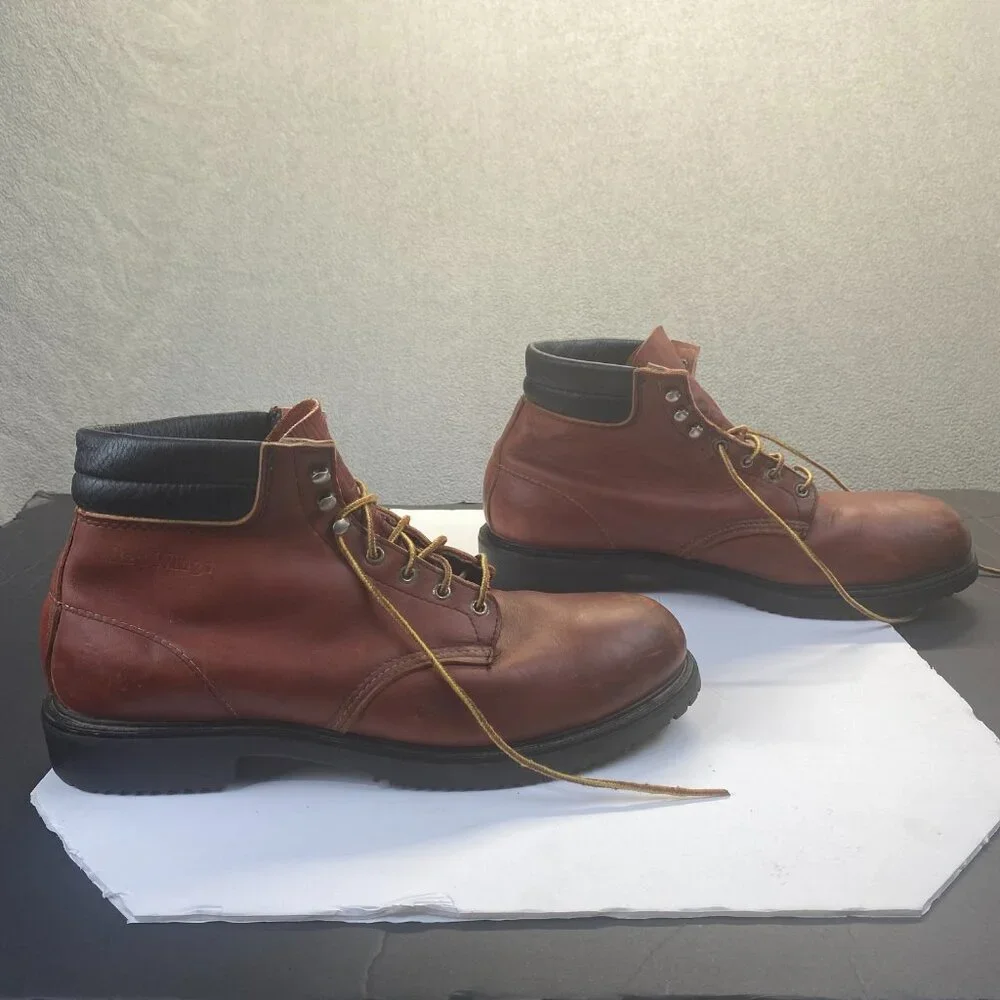 Vtg OXBLOOD STEEL TOE USA RED WING‎ CHORE WORK BOOTS Men’s Size 15B